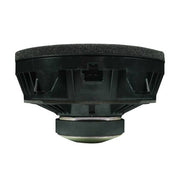 Black speaker driver on a white background