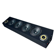 Car audio subwoofer box with five speakers on a white background