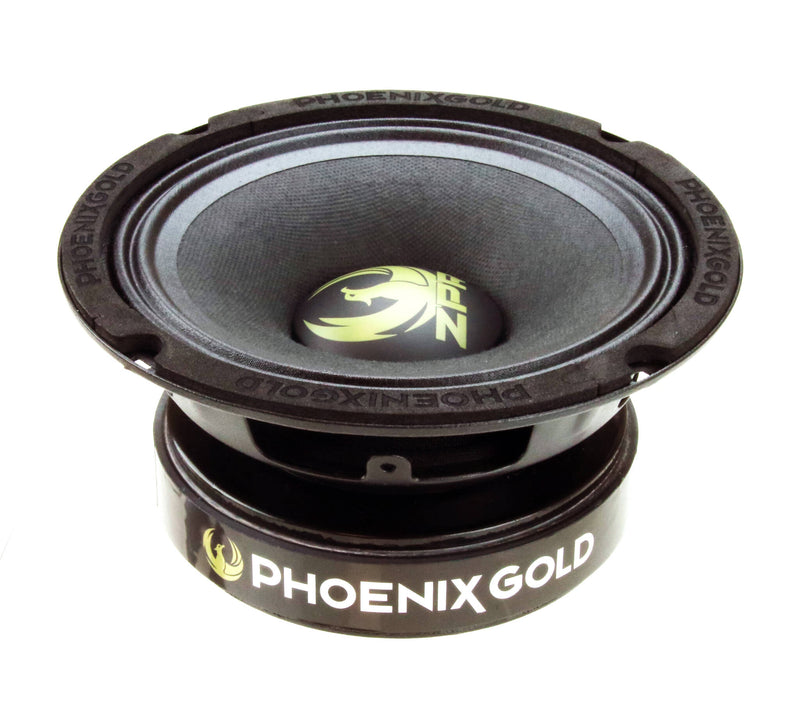Speaker with 'Phoenix Gold' branding on a white background