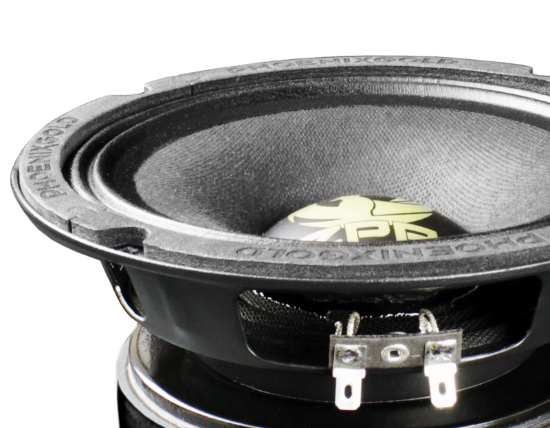 Close-up of a car speaker with a brand logo on a white background