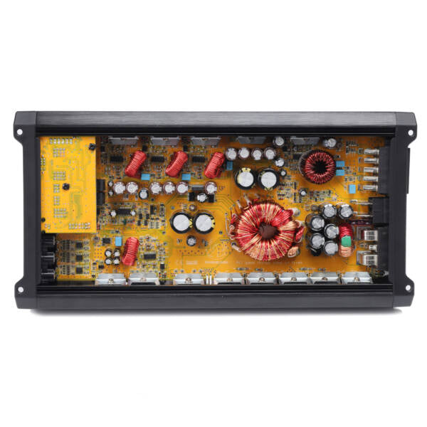 Electronic circuit board with various components on a white background
