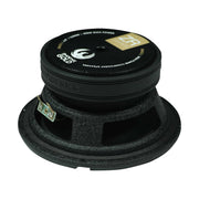 Black speaker driver with visible branding on a white background