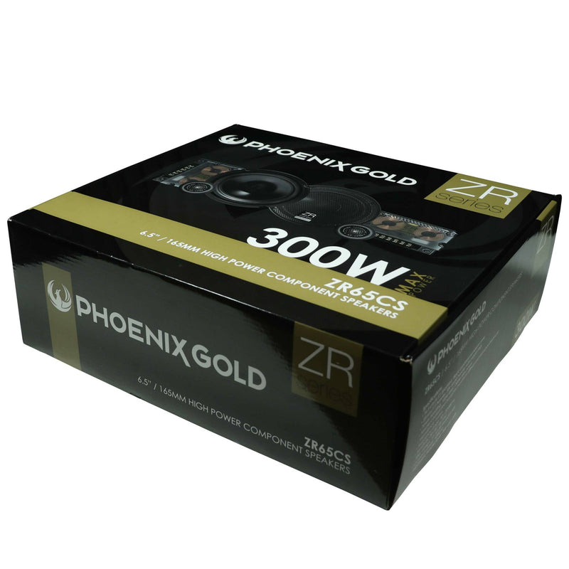 Phoenix Gold speaker packaging with '300W' and 'ZR65CS' text on a white background