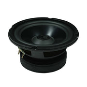 Black speaker driver on a white background
