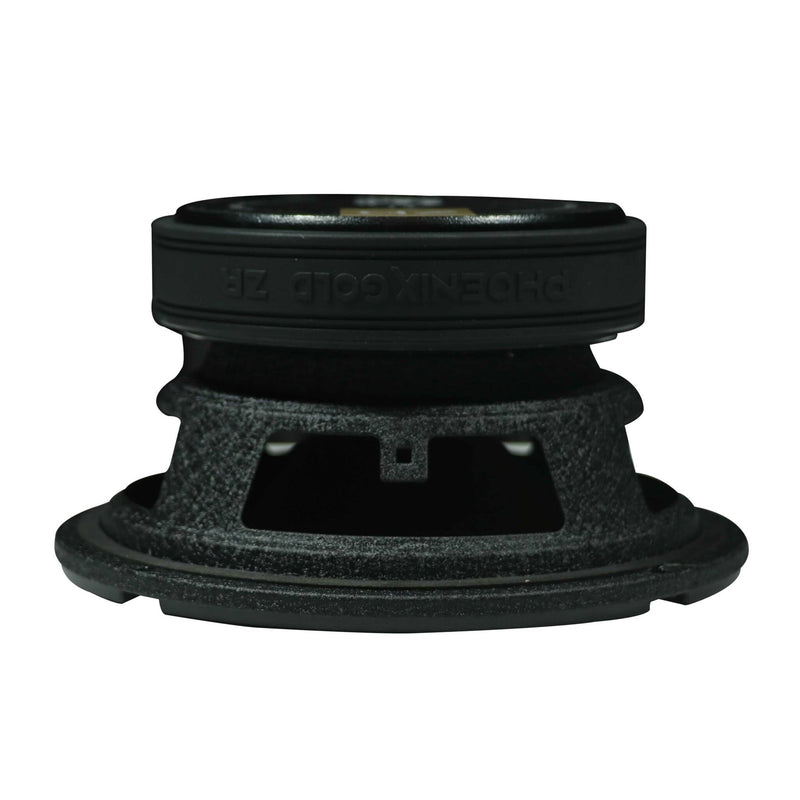 Black speaker driver on a white background