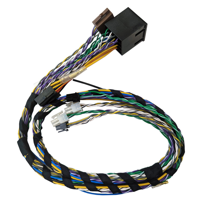 Wiring harness with connectors on a white background