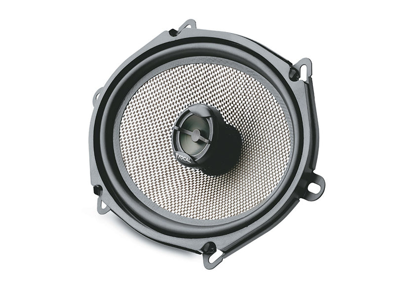 Car speaker with mesh grill on a white background