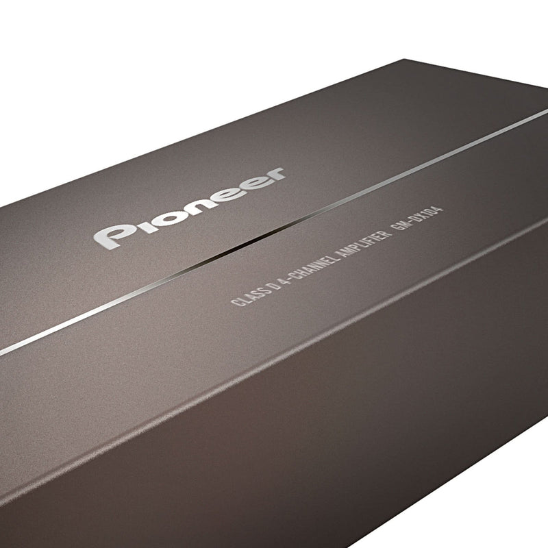 Pioneer amplifier box on a white background