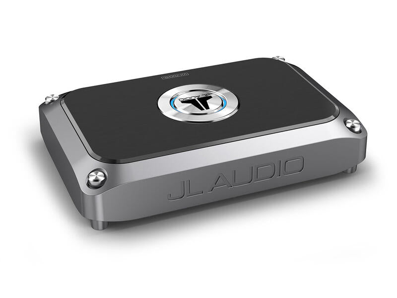 JL Audio amplifier on a white background