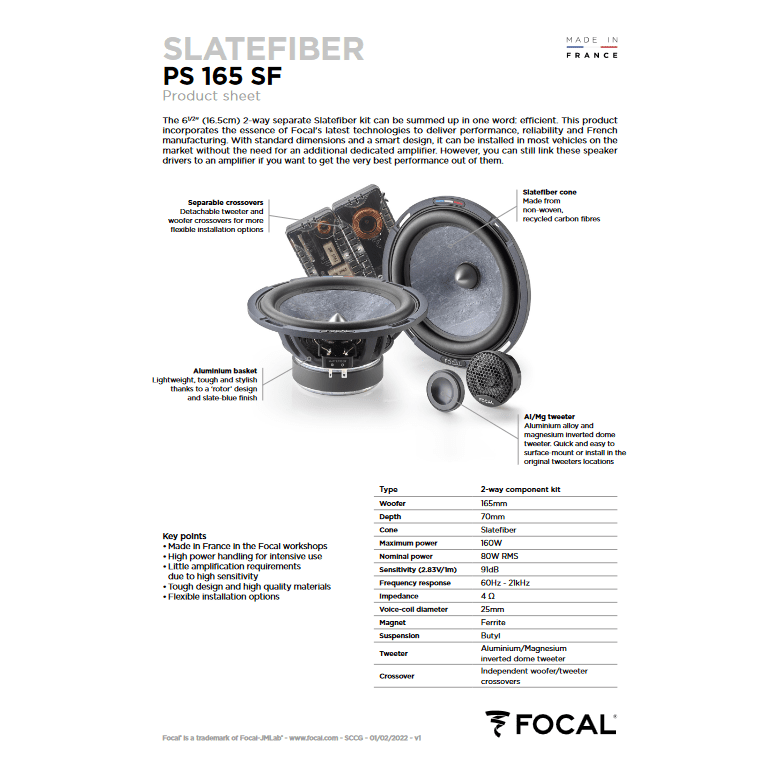 Focal PS165SF 6.5" 2-Way Component Speaker Kit