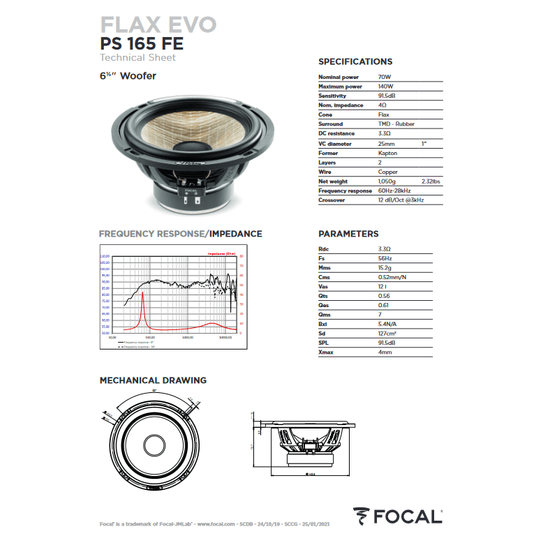 Focal PS165FE 6.5" 2-way Component Speaker System with Flax cone Technology