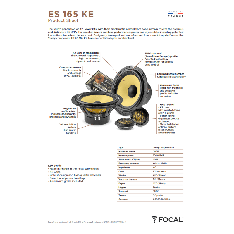 Focal ES165KE 165mm / 6.5” Component Kit