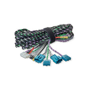 Car audio wiring harness with connectors on a white background