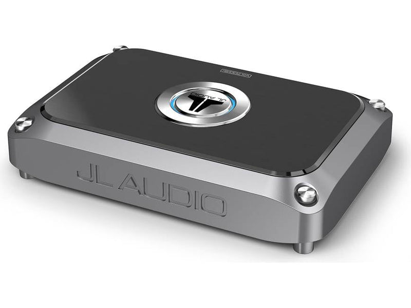 JL Audio amplifier on a white background