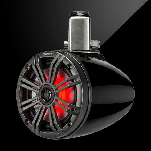 Speaker with red light on a black background