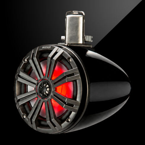 Speaker with red light on a black background