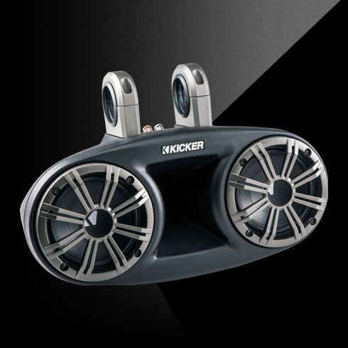 Kicker marine speaker system on a black background