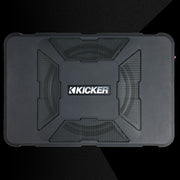 Black Kicker speaker enclosure on a black background