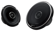 Two Kenwood car speakers shown on a plain white background, one viewed from the front and one from the side angle.