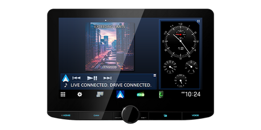 Kenwood DMX-9724XDS 10.1 inch HD touchscreen digital media receiver with Apple CarPlay Android Auto and Bluetooth installed in car dashboard