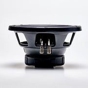Black speaker driver on a white background