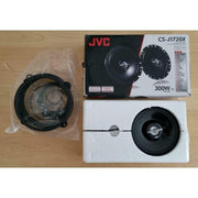 JVC car speaker set with packaging on a wooden surface