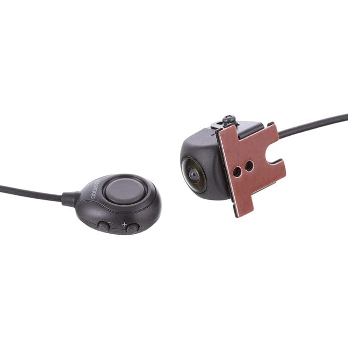 Car camera and control unit on a white background