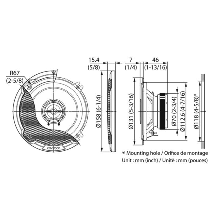 Technical drawing of a mechanical component with dimensions