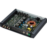 Electronic circuit board with various components on a white background