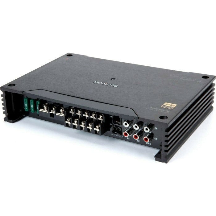 Kenwood car audio amplifier on a white background
