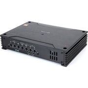 Black amplifier with brand logo on a white background