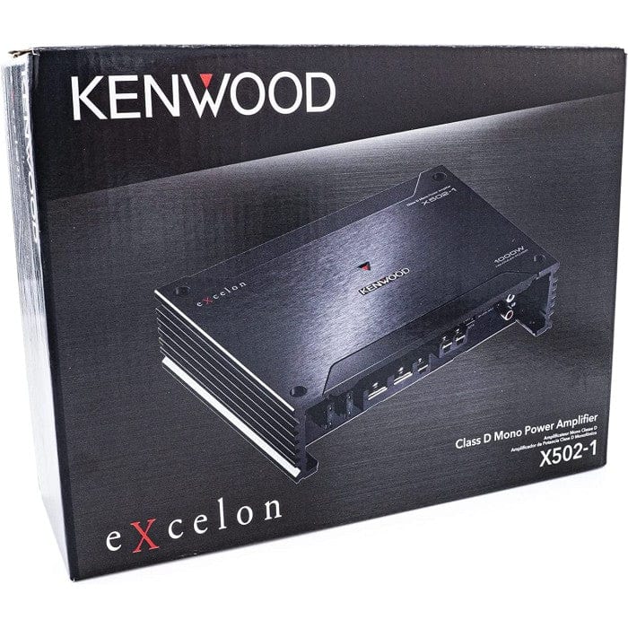 Kenwood eXcelon amplifier packaging on a white background