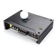 Kenwood amplifier with a golf ball on top against a white background