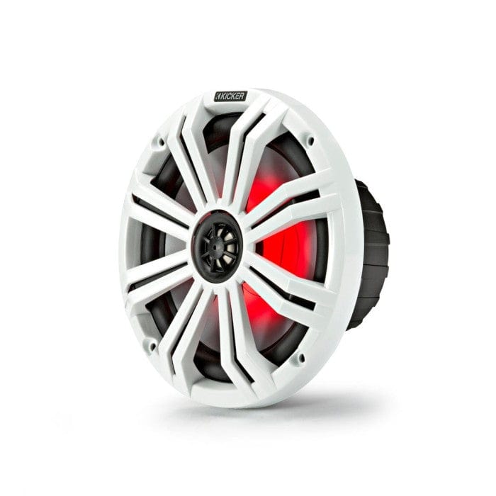 Kicker 45KM84L 8" 200 mm Coaxial Speaker System With White & Charcoal LED Grills
