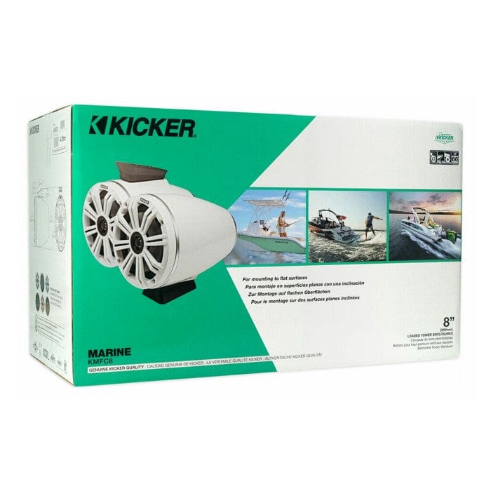 Kicker 46KMFC8W 8" 200 mm Surface Coaxial Speaker System With White LED Grills