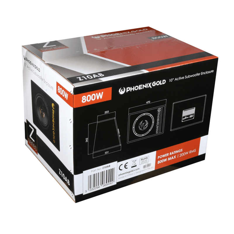 Phoenix Gold Z10AB - 10" Compact Powered Subwoofer with Built-In Amplifier