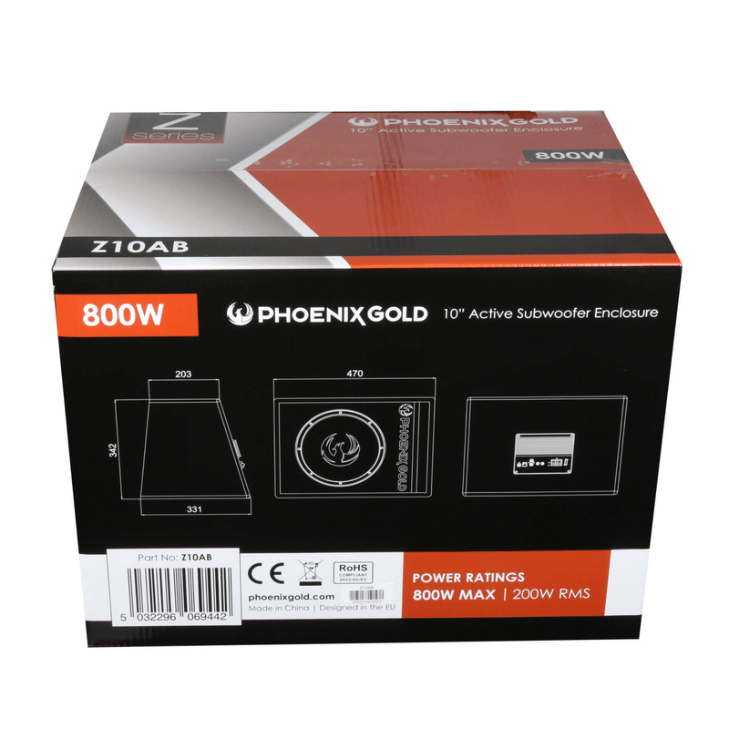 Phoenix Gold Z10AB - 10" Compact Powered Subwoofer with Built-In Amplifier