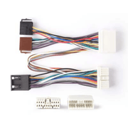 Electrical wiring harness with connectors on a white background