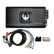 Phoenix Gold amplifier with wiring harness and connectors on a white background