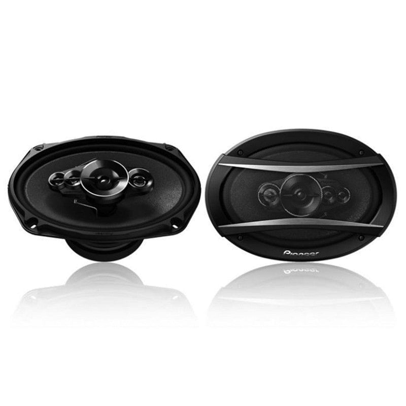 Two car speakers with Pioneer logo on a white background