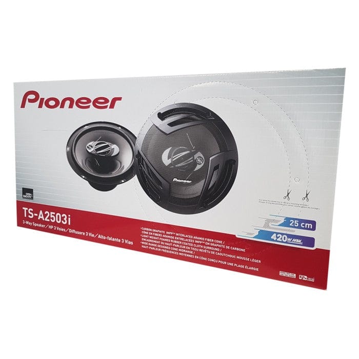 Pioneer car speaker packaging on a white background