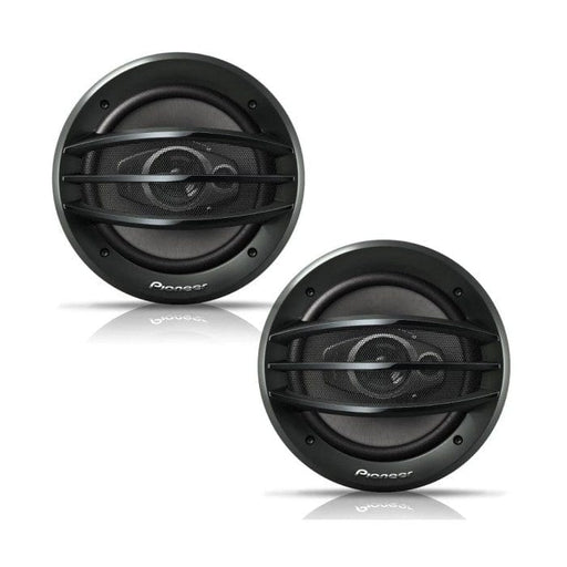 Two Pioneer car speakers on a white background