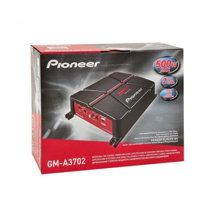 Pioneer GM-A3702 amplifier packaging on a white background