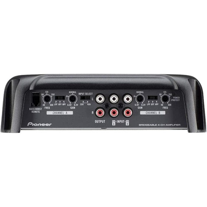 Pioneer car amplifier on a white background