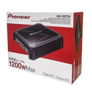 Pioneer car amplifier packaging with red and white design