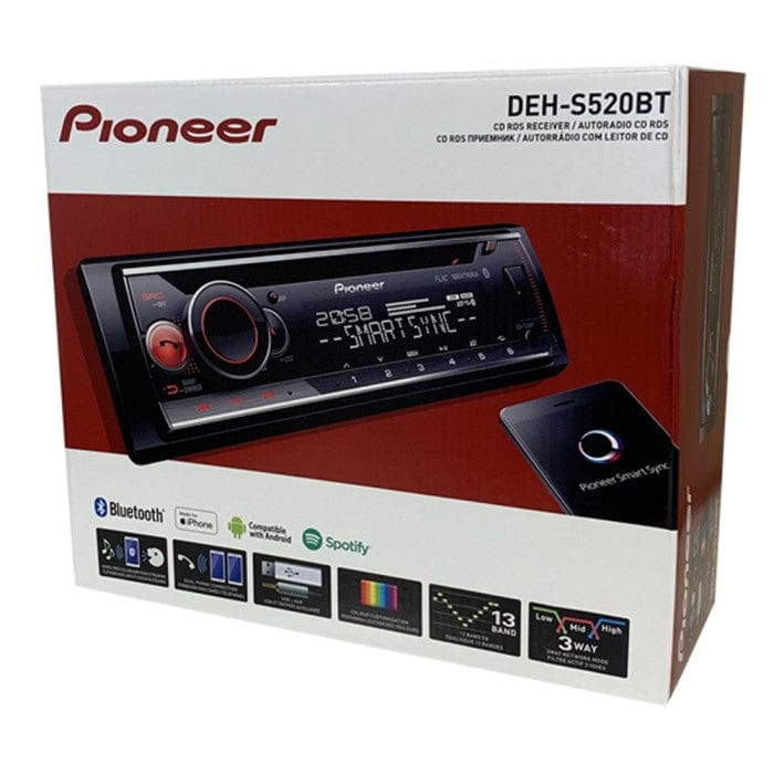 Pioneer DEH-S520BT Single Din CD Player with Bluetooth Aux USB and Spotify