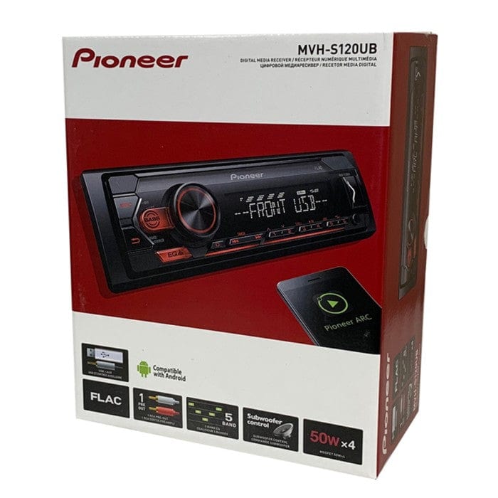 Pioneer MVH-S120UBA 1-Din Mechless Car Stereo with USB and AUX in Amber Illumination