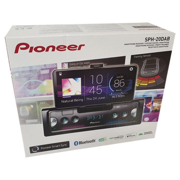 Pioneer SPH-20DAB Next generation 1-DIN receiver with DAB/DAB+ Digital Radio, Bluetooth, USB and Spotify. Connects to iPhone & Android devices.