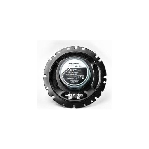 A Pioneer TS-R1750S 17cm 6.5" 250W 3-Way Car Speaker, black in color, showing the front view with the brand logo and red accents.
