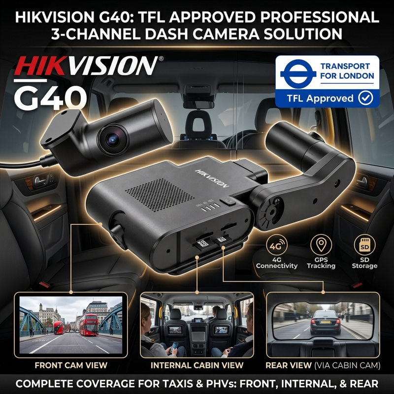 Hikvision G40 3CH 4G TFL Approved Dash Cam | Taxi & PHV